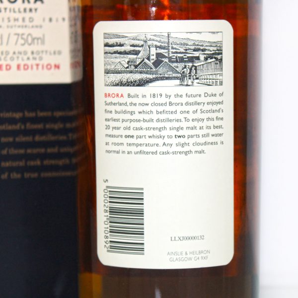 Brora 1975 20 year old rare malts selection back label