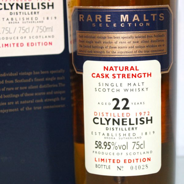 Clynelish 1972 22 year old rare malts selection label