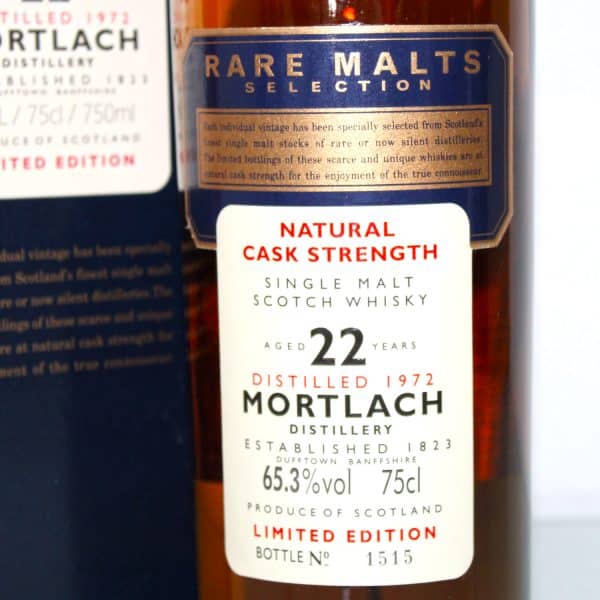 Mortlach 1972 22 year old rare malts selection label